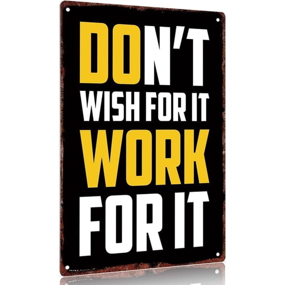 Vintage metal sign"Work Hard Inspirational Sign Aluminum Wall Decor 12x8inch for Home Office Gym Motivational Quote Poster Tin Sign"