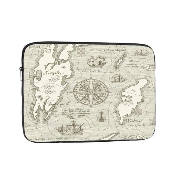 Vintage nautical route map 17 inch Portable Laptop Sleeve Compatible with MacBook Air Notebook Computer Case for Men Women College School Students