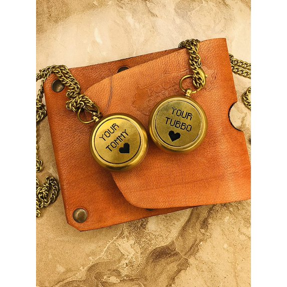 Vintage necklace with nautical compass for your Tommy tu tubbo, with leather bag | Personalized Compass Necklace, Engraved Compass Necklace, Work Compass Necklace, Small Necklace and Compass Set