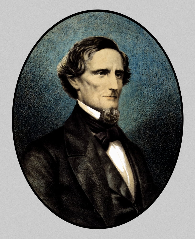 Vintage painting of Confederate President Jefferson Davis during The Civil War Canvas Art - John ParrotStocktrek Images (26 x 32)