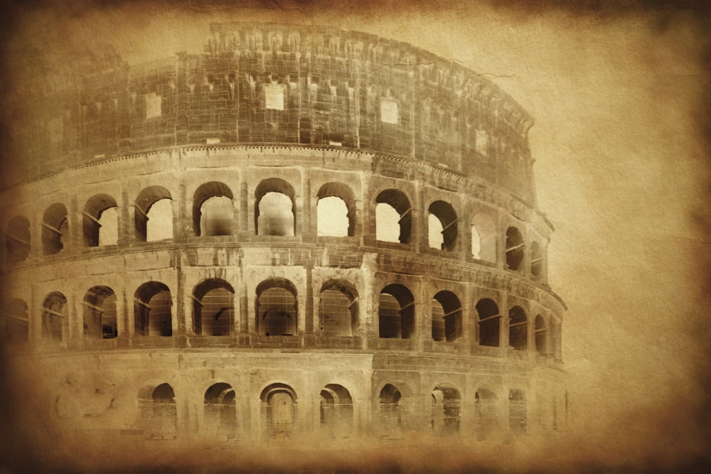 Vintage photo of Coliseum in Rome Italy Canvas Art - Evgeny KuklevStocktrek Images (18 x 12)