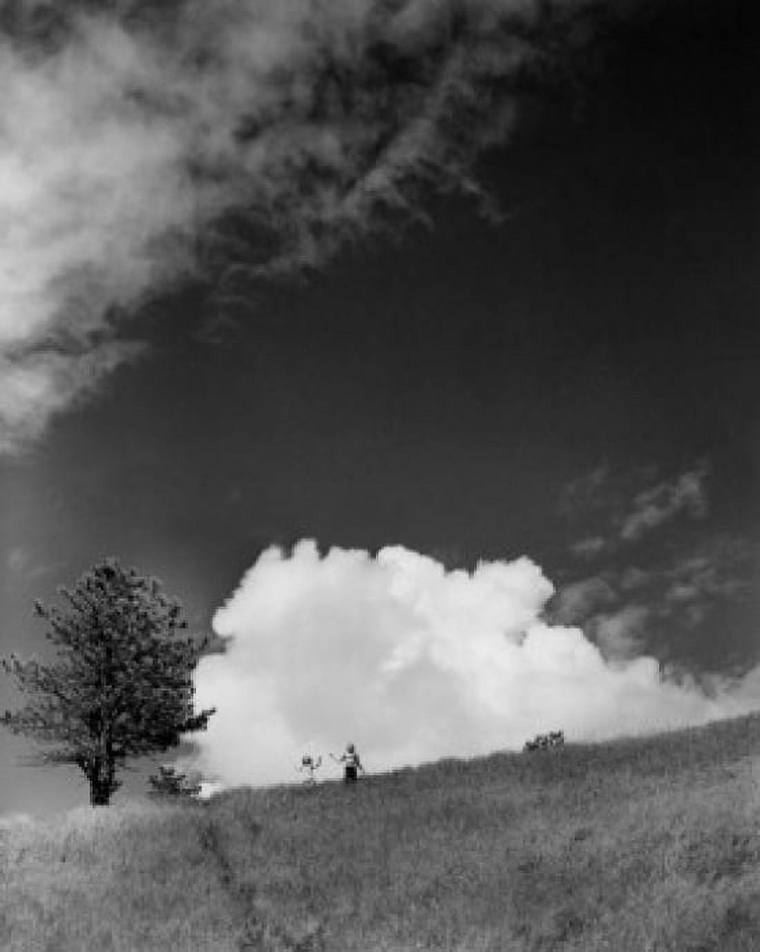 Vintage photograph of two children walking in field Canvas Art - (24 x 36)