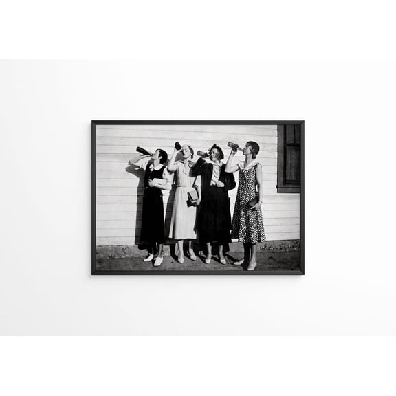 Vintage poster, Beer Poster Print, Vintage photo decor, Women Drinking print, Exhibition Print, Black and White print, Bar Tavern print Decor Home Size 24x36 Unframed Poster