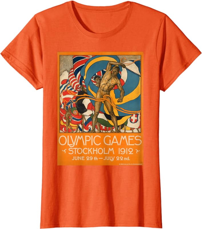 Vintage Poster - Olympic Games Stockholm 1912 Retro T-Shirt Vintage Poster - Olympic Games Stockholm 1912 Retro T-Shirt