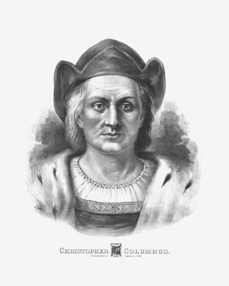 Vintage print of Christopher Columbus Canvas Art - John ParrotStocktrek Images (26 x 32)