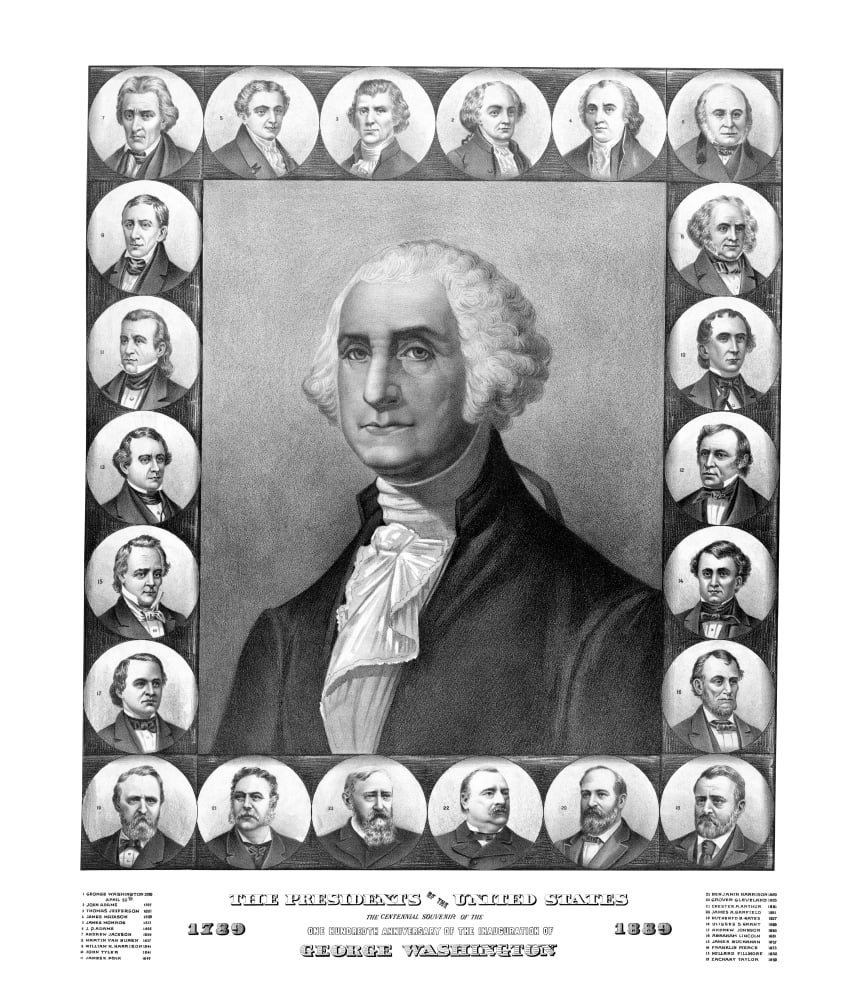 Vintage print of the first twenty three Presidents of The United States Canvas Art - John ParrotStocktrek Images (26 x 30)