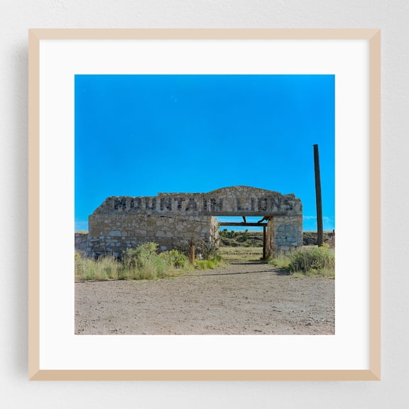 Vintage relic of Route 66 beckons with nostalgia under a clear blue sky - Photography Oak Framed Wall Art Print 20 x 20 inches
