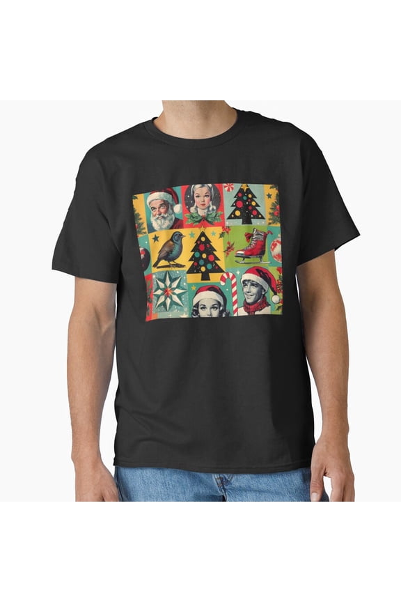 Vintage retro hipster cool Christmas pattern festive stylish design Unisex T-Shirt, up to size 5XL