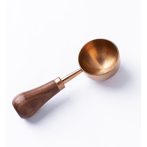 Vintage retro stainless steel coffee spoon with walnut handle, 10g espresso, 30 ml water capacity (1 pcs, rose gold)