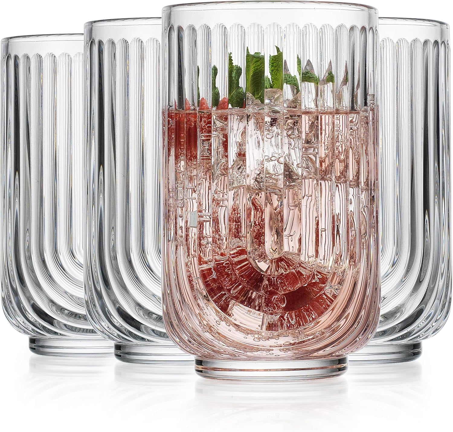 Vintage ripple cocktail glass with ribbed highball design. Arched ...
