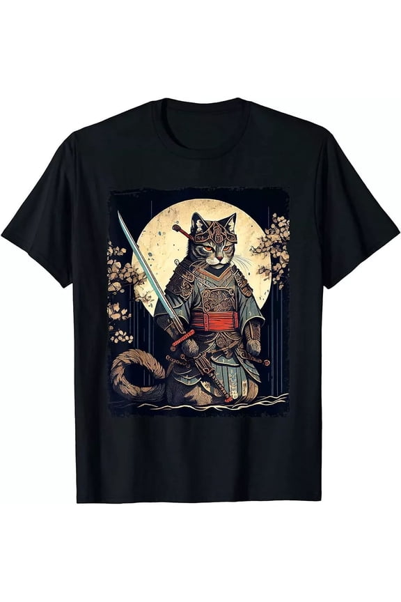 Vintage samurai cat tee Japanese ninja art aesthetic T-Shirt