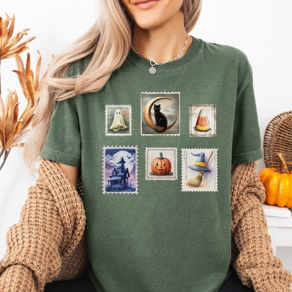 Vintage season Stamps Shirt, Spooky season Postage Stamp TShirt, Retro Stamp Shirt, Cute Womens season Tee, season Vibes Shirt, F5530 All Size S-5Xl