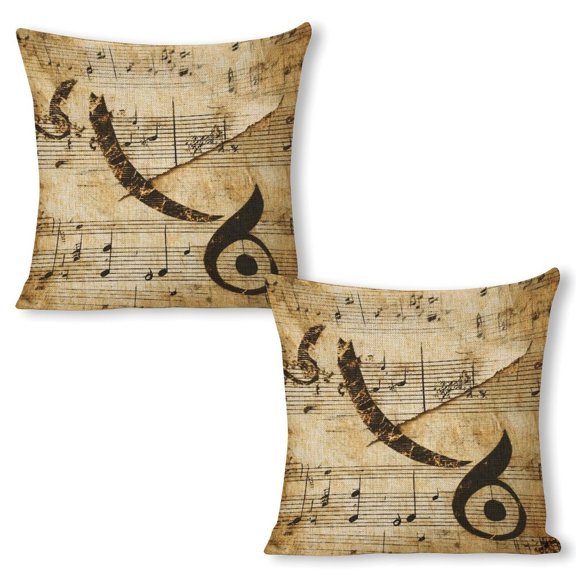 Vintage sheet music Linen toss pillowcase decoration pillowcase gifting preferred 18x18 inch cushion cover 2 sets sofa pillowcase sofa bedroom living room car