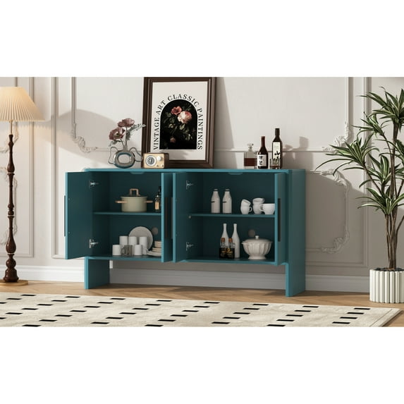 Vintage-style 4-door Sideboard With Ample Storage In Blue Antique Shade Charming For Home Interiors
