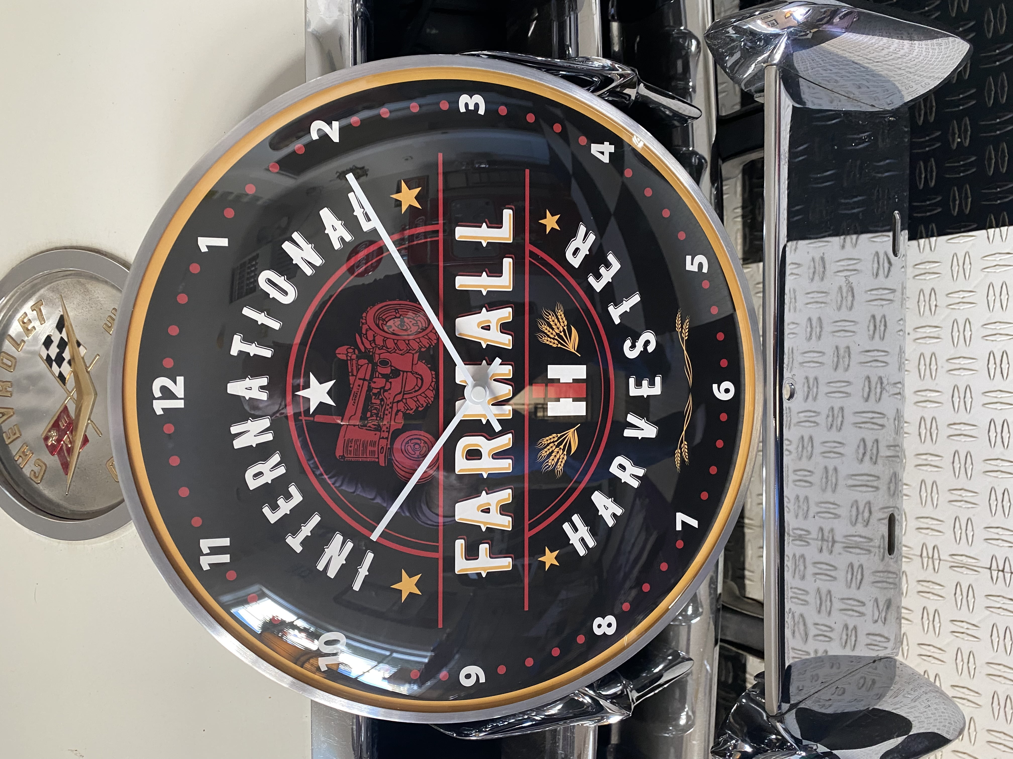 Vintage style FARMALL Gas and OIL Round Clock (12" INCH) NEW with GLASS ...