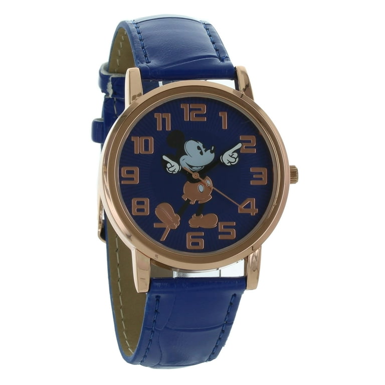 Vintage style Mickey Mouse watch Rose gold tone blue band Vintage style Mickey Mouse watch Rose gold tone blue band