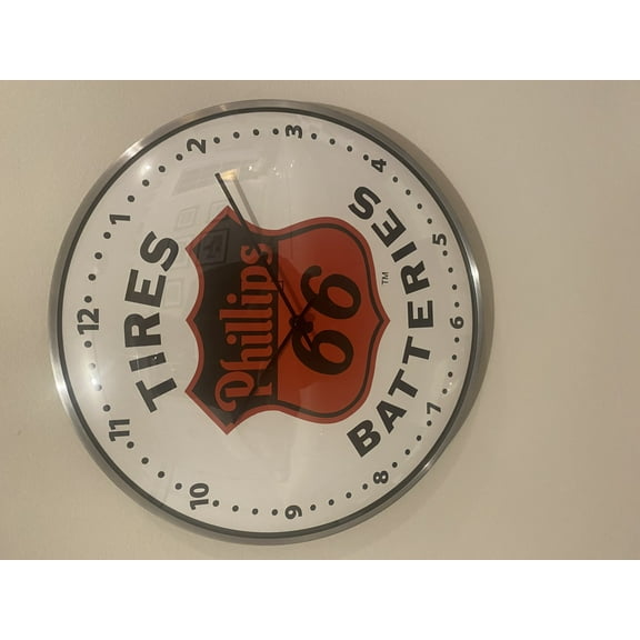 Vintage style Phillips 66 Gas and OIL Round Clock (12" INCH) NEW with GLASS FACE