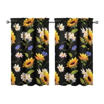 Vintage the Small Daisy Sunflower Is Black Tier Kitchen Curtains for Bathroom Living Rod Pocket Window Drapes 28"x39" 2 Panels Window Treatment Tiers