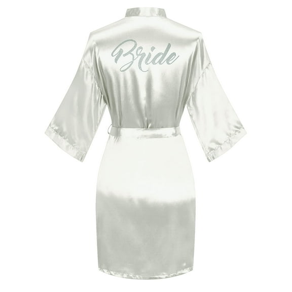 VintageClothing Women Kimono Satin Bride Bridesmaids Wedding Short Robe One Size