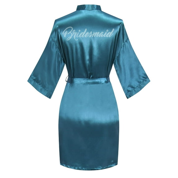 VintageClothing Women Kimono Satin Bride Bridesmaids Wedding Short Robe One Size