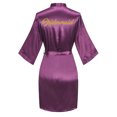 thumbnail image 1 of VintageClothing Women Kimono Satin Bridesmaid with Gold Letter Wedding Short Robe One Size, 1 of 4