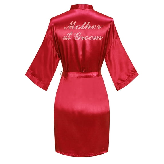 VintageClothing Women Kimono Satin Mother of the Groom Wedding Short Robe One Size