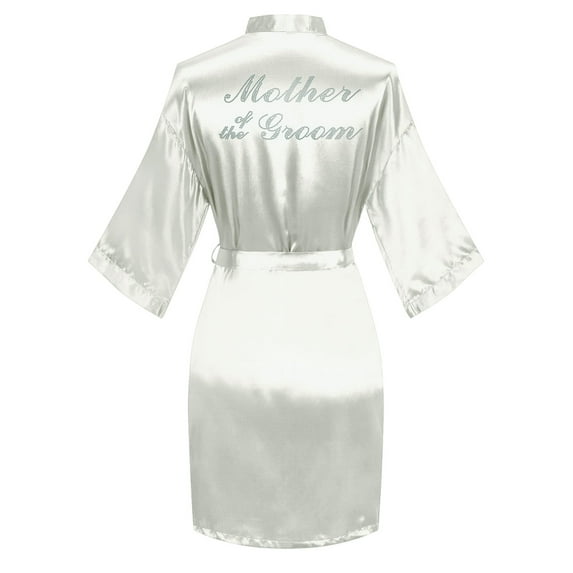 VintageClothing Women Kimono Satin Mother of the Groom Wedding Short Robe One Size