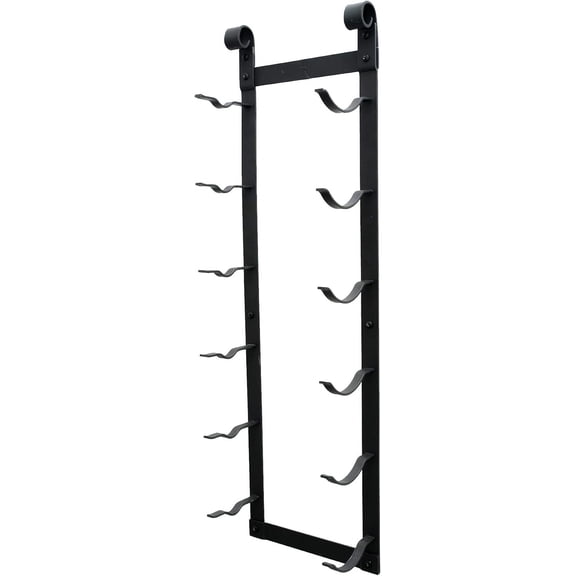 VintageView Le Rustique 6 Bottle Wall Mounted Wine Rack Stylish Modern Wine Storage with Label Forward Design (Matte Black, Set of 1)