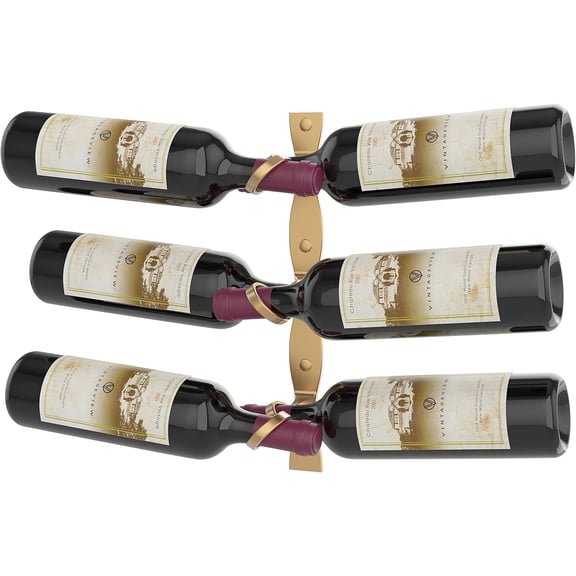 VintageView R Series Helix Dual 15 | Minimalist Wall Mounted Metal Wine Rack (Golden Bronze)