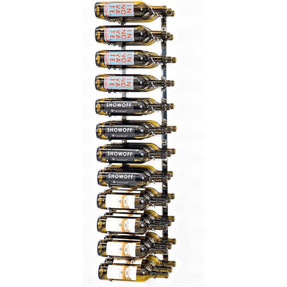 VintageView W Series Luxe Wine Rack 4 - Metal Wall Mounted Wine Rack - Modern, Label Forward Wine Storage - Space Saving Wine Rack with 36 Bottle Storage Capacity (Chrome Luxe)
