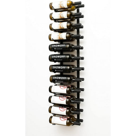 VintageView W Series Pro Wine Rack 4 - Metal Wall Mounted Wine Rack - Modern, Label Forward Wine Storage - Space Saving Wine Rack with 24 Bottle Storage Capacity (Matte Black)