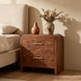 thumbnail image 1 of Vintagearth Nightstand 24" Tall Modern Curved Bedside Table, FSC-Certified Wood End Table, 2 Drawer Storage, Dark Burl, 1 of 7