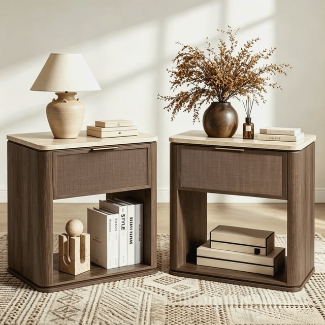 Vintagearth Nightstand Set of 2, 23.11