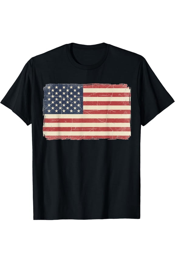 Vintaged Weathered United States Flag Presidents Day T-Shirt