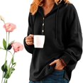 thumbnail image 1 of Vintageolid Color Longleeve Buttonedweatshirt,Soft Cotton Fleece Crewneck,Cotton Hooded Sweatshirt,Womens Oversized Hoodie, 1 of 6
