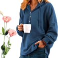 thumbnail image 1 of Vintageolid Color Longleeve Buttonedweatshirt,Soft Cotton Fleece Crewneck,Cotton Hooded Sweatshirt,Womens Oversized Hoodie, 1 of 7