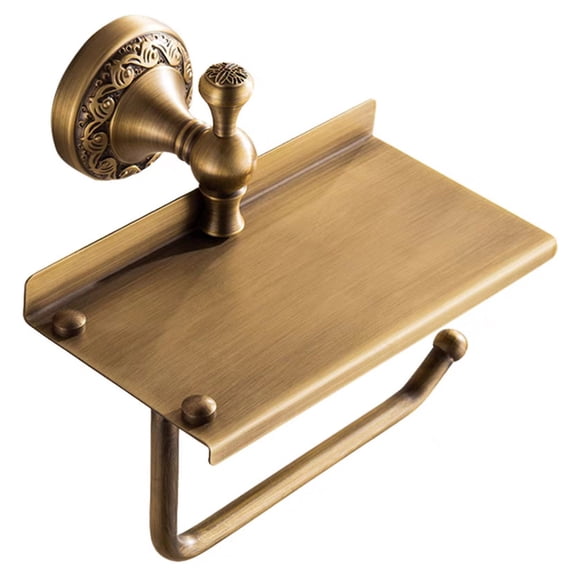 Vintages Copper Tissue Holder With Decorative Carving For Bathroom Storage And Countertop Organization