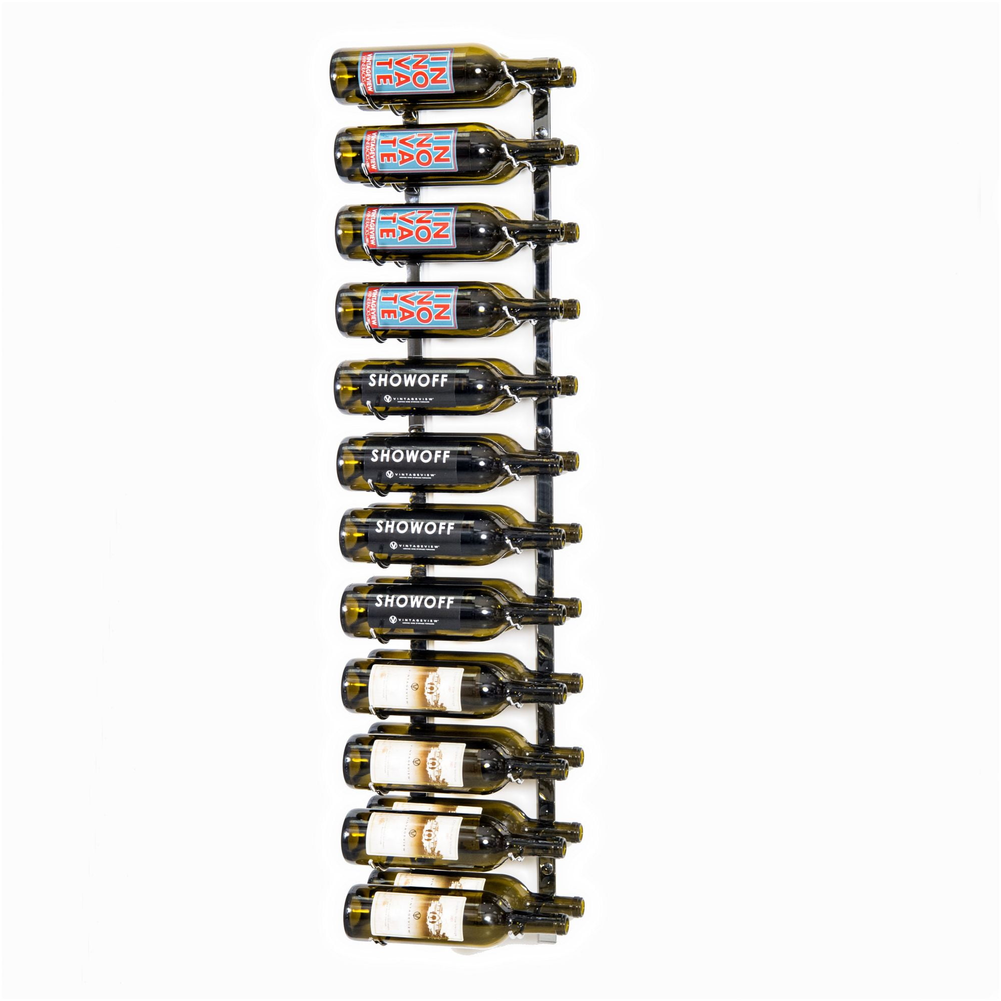 Chrome Luxe 48" Wall Mounted 24 Bottle Wine Rack