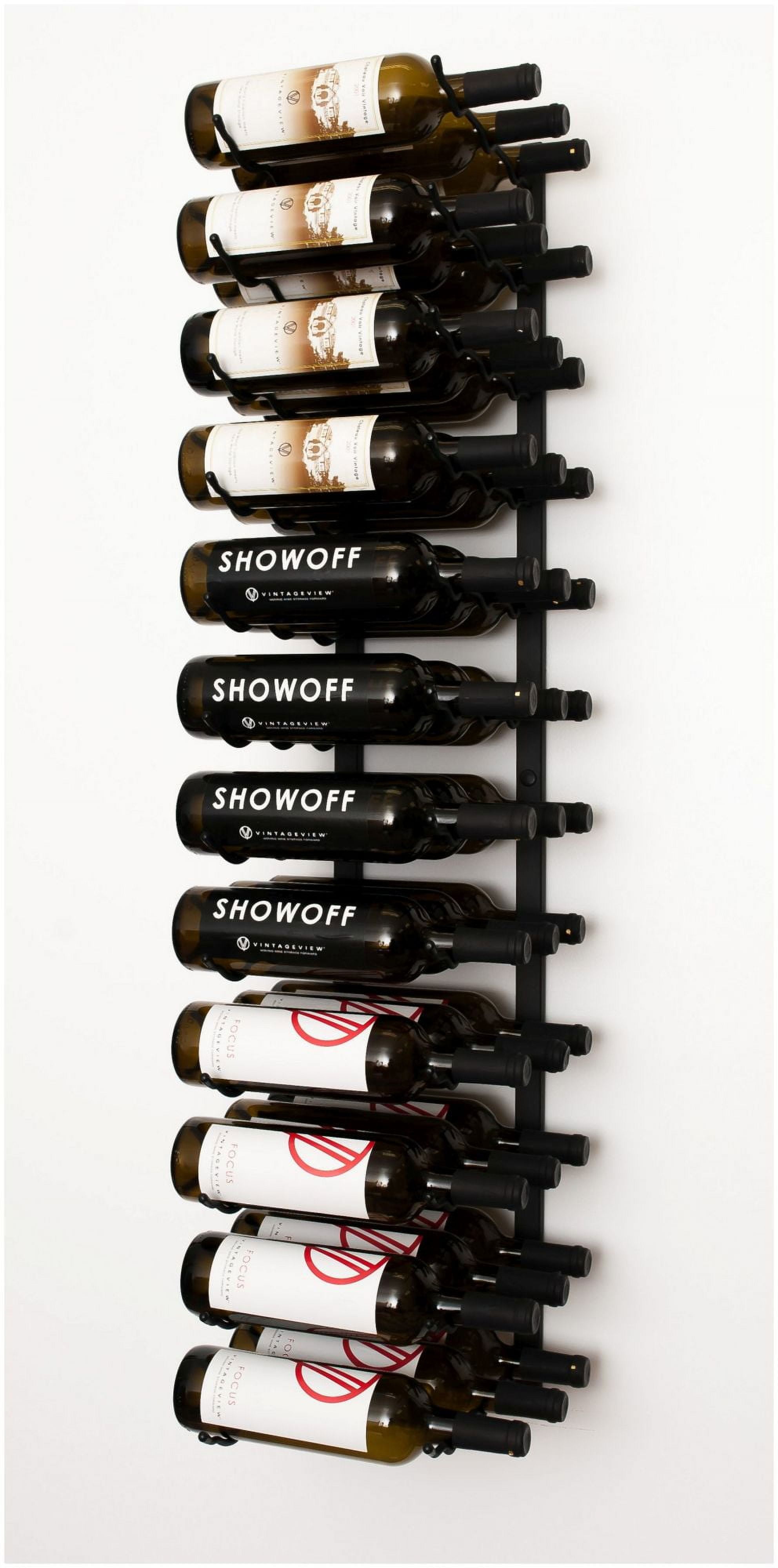 Matte Black Triple Deep Wall Mounted Wine Rack for 36 Bottles