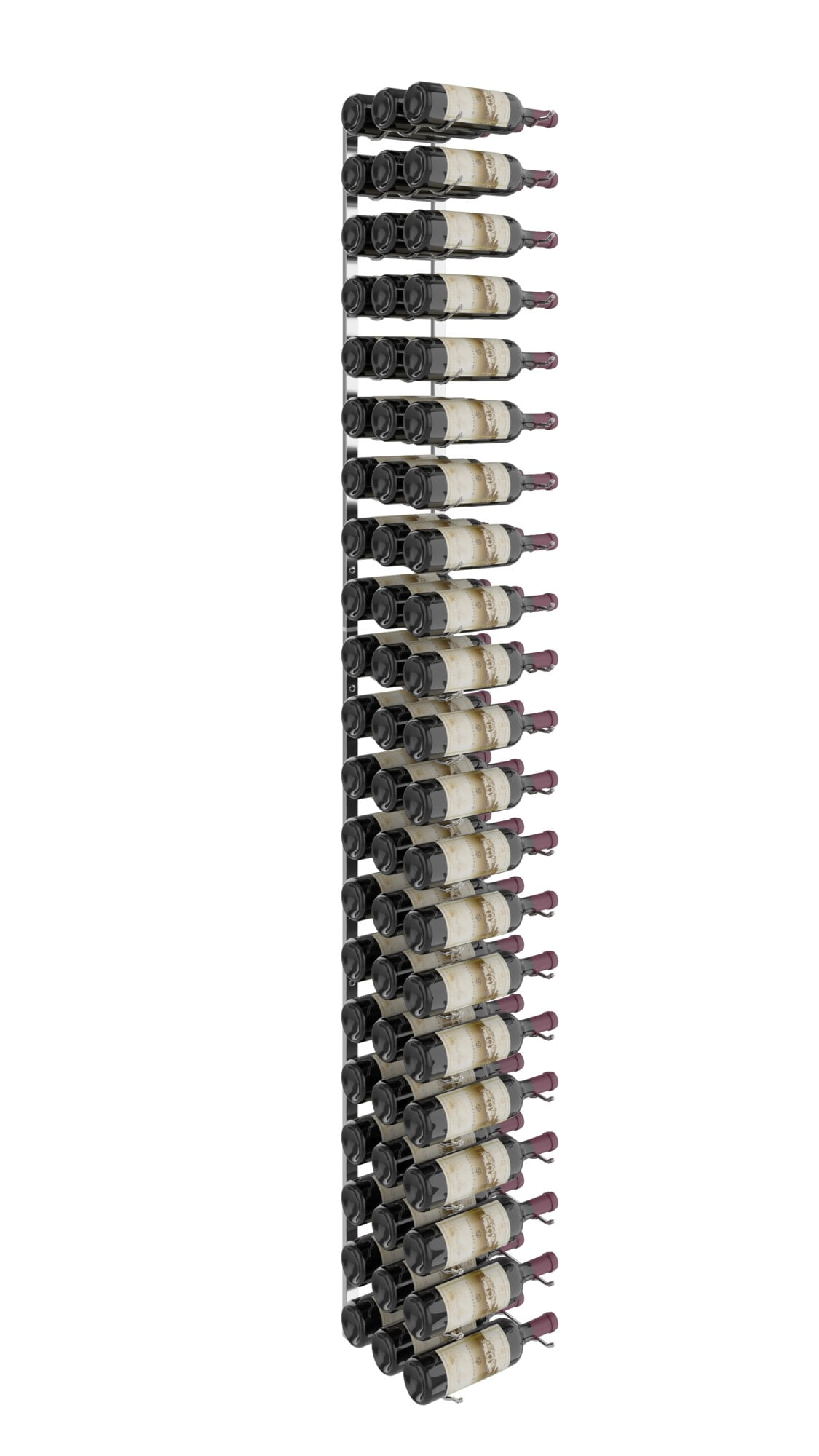 Chrome Luxe Triple Deep Wall Mounted Wine Rack for 63 Bottles