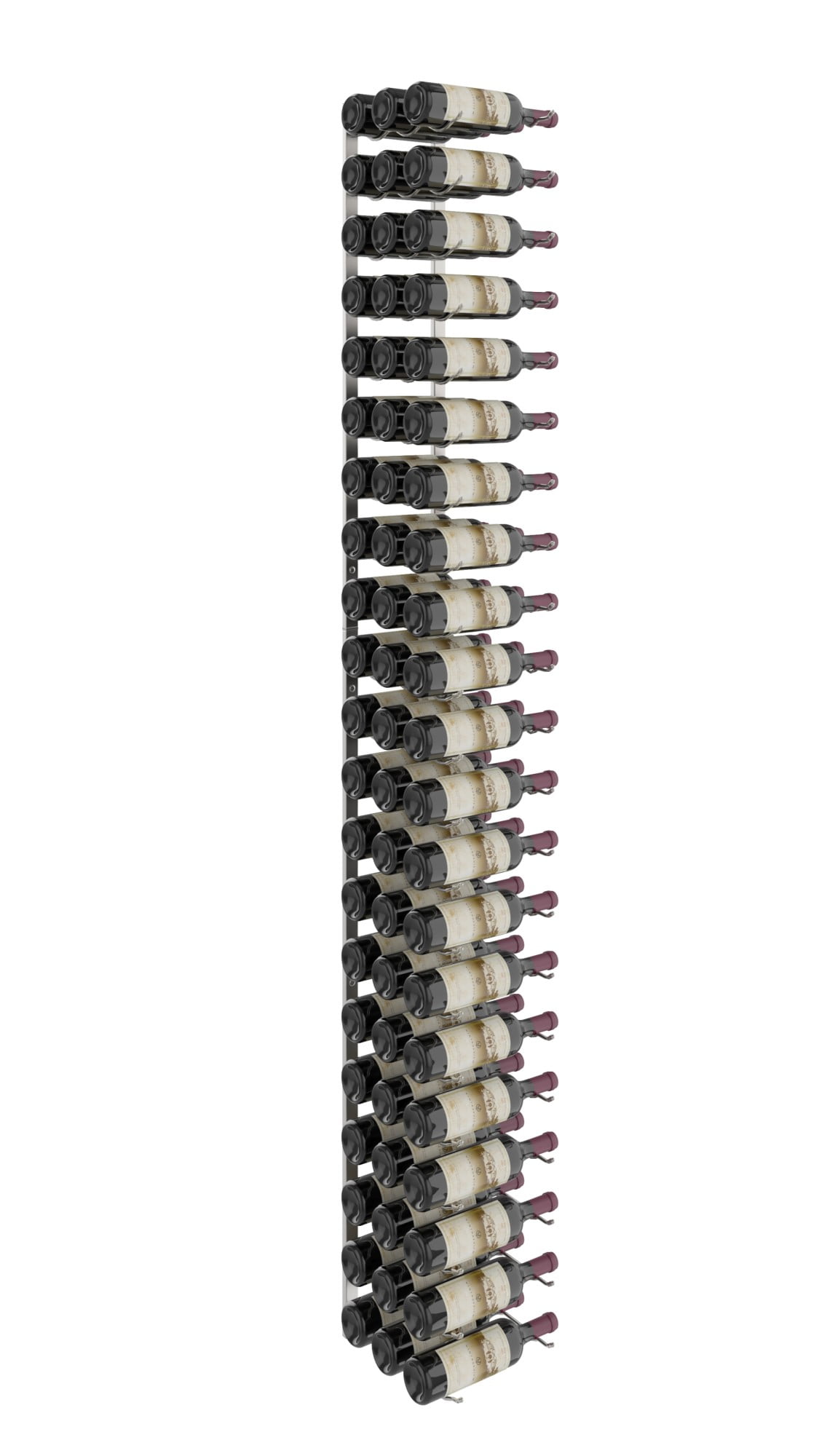 Brushed Nickel 63-Bottle Wall Mounted Wine Rack