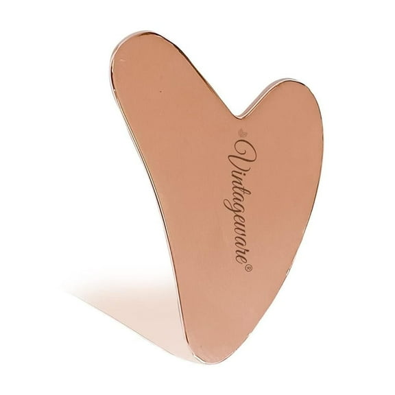Vintageware Heart-Shaped Copper Gua Sha Facial Massage Tool, Reduces Puffiness & Tightens Skin, for Face & Body