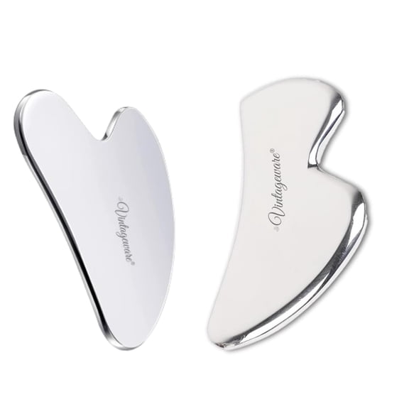 Vintageware Stainless Steel Gua Sha Tool  B-Shape & Heart Shape for Face & Body
