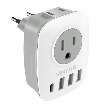 Vintar European Plug Adapter, International Travel Power Plug, Euro Charger Adaptor, 6 in 1 Travel Plug Adapter to Most of Europe Greece, Italy(Type C)