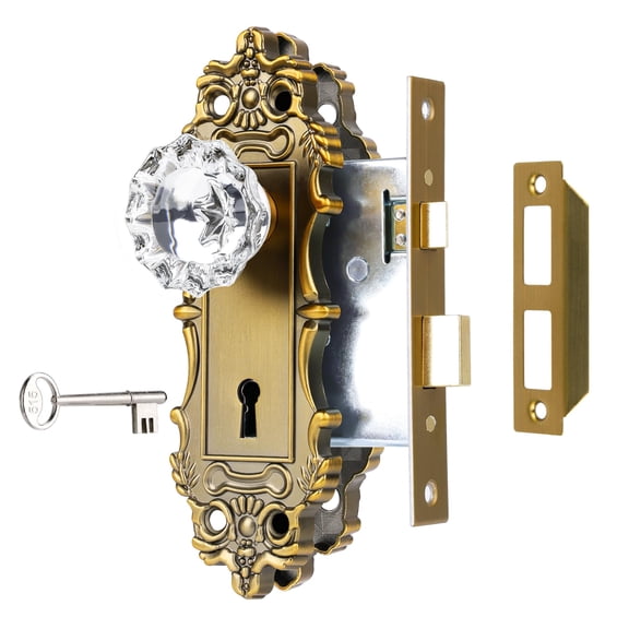 Vintbrdoor Knobs With Lock And Skeleton Key Mortise Set For Interior Antique Handle Replacement Doors