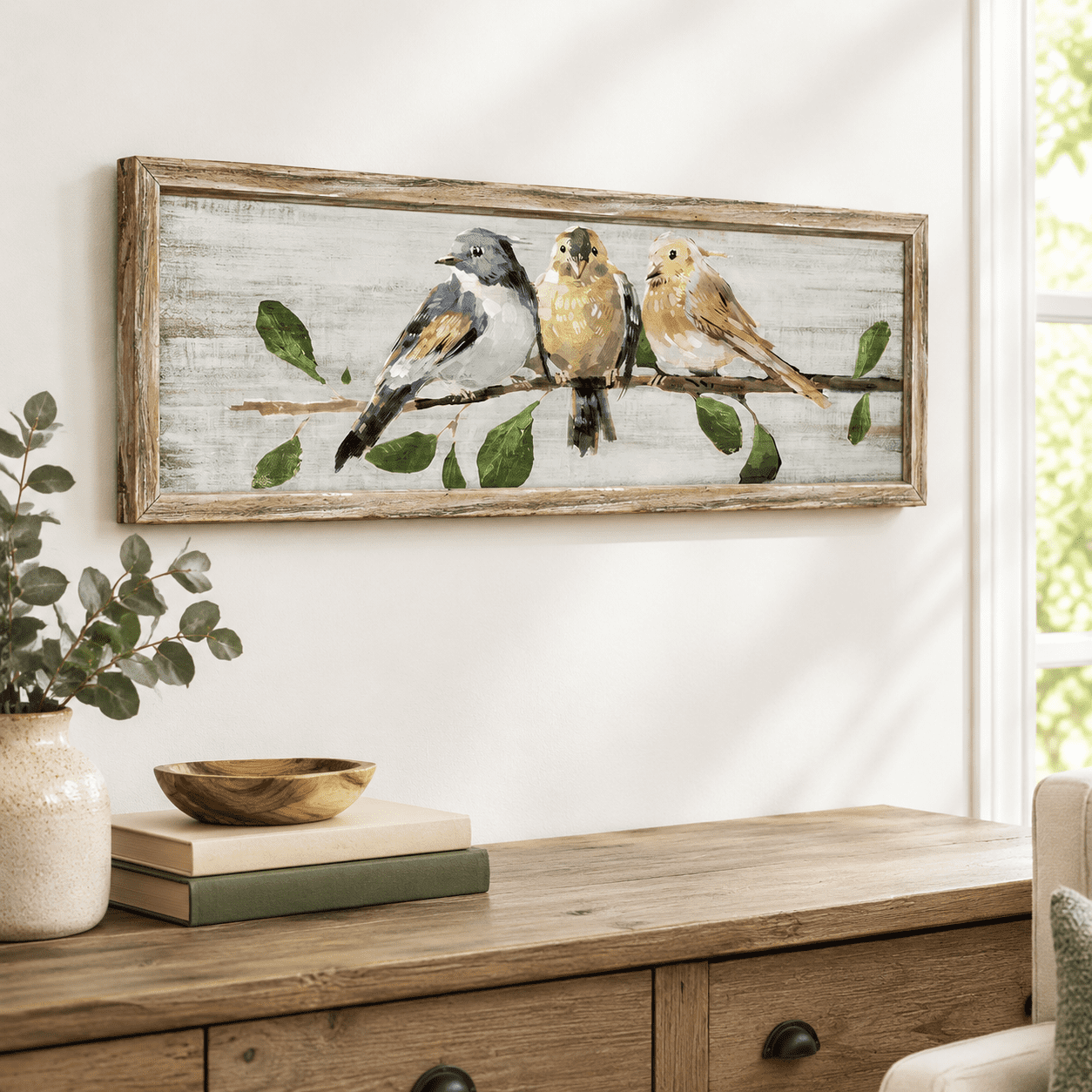 Vintchickadee Wooden Framed Wall Art 24x8 Inch - Walmart.com