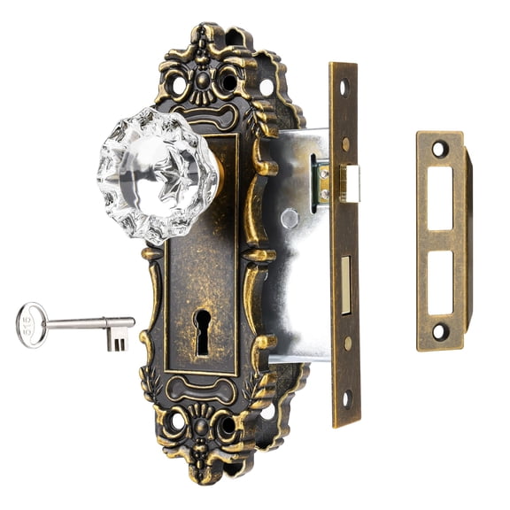 Vintcrystal Gldoor Knobs Mortise Lock Set With Skeleton Key For Interior Antique Handle Replacement Brfinish
