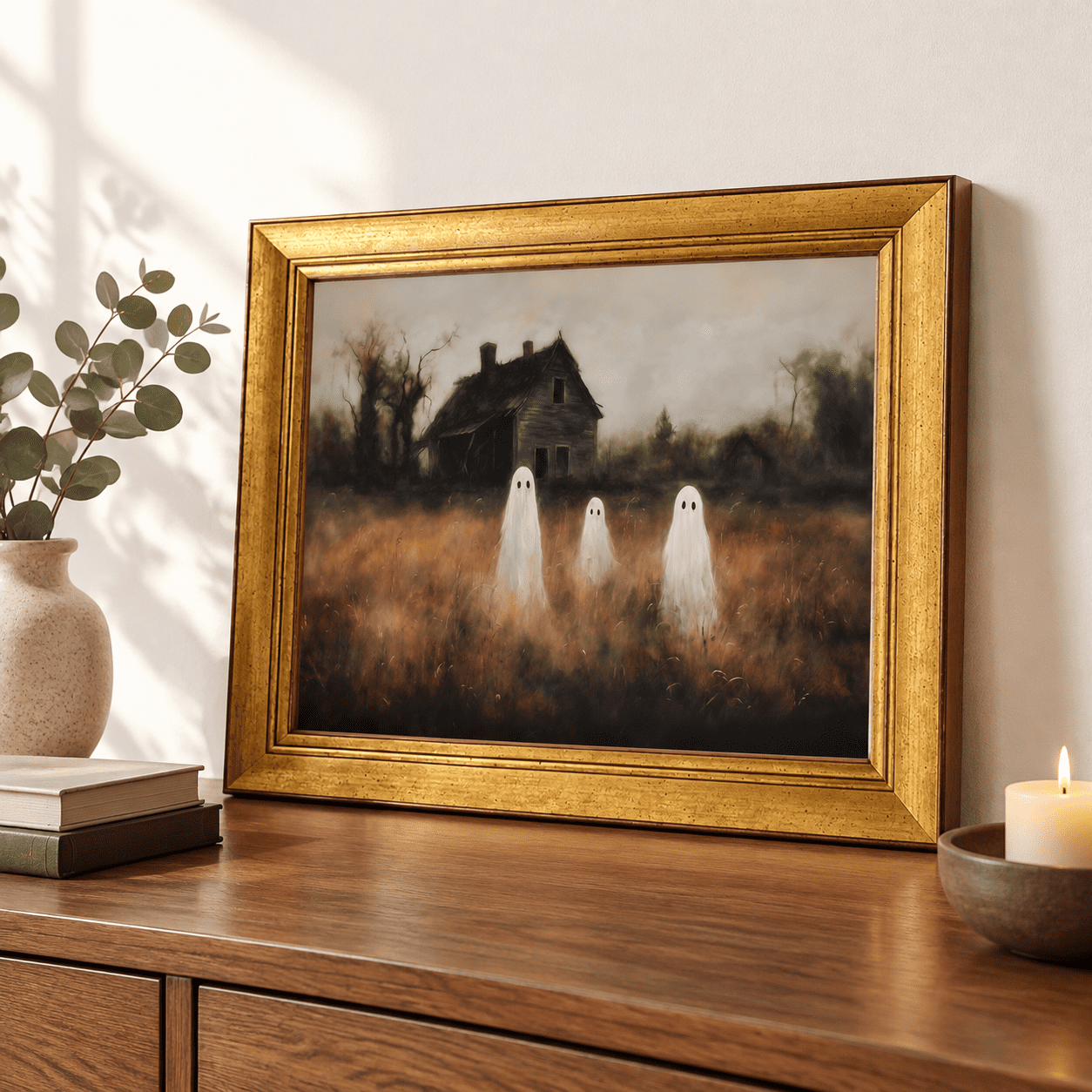 Vintframed Printing Wall Art Moody Spooky Ghosts In Field Decor Rustic ...