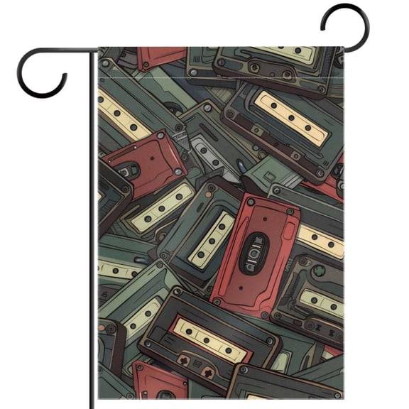 Vintgae Seamless Cassette Tape Welcome Garden Flags, 12 x 18 Inch Double Sided Outdoor Yard Flags Waterproof For Home Outside Patio Lawn Porch