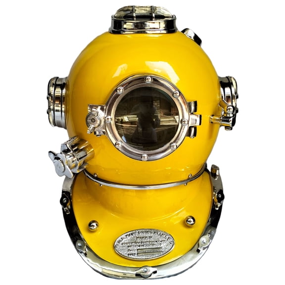 VintiquE Mart Maritime US Navy Scuba Diving Nautical Helmet 18 inches Yellow iron Ship's Decorative
